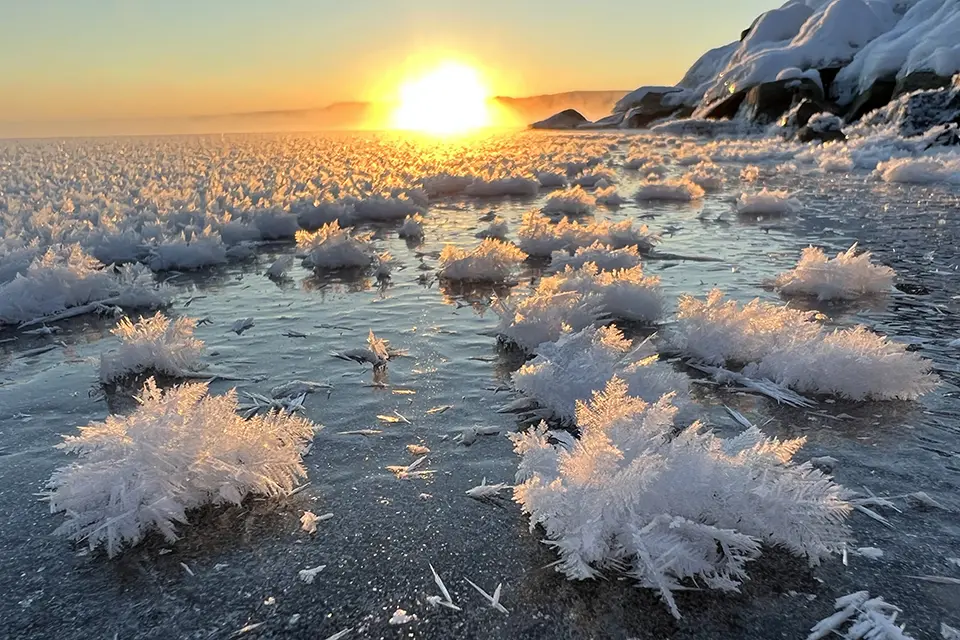 Nature In The Middle - Solnedgång över isen